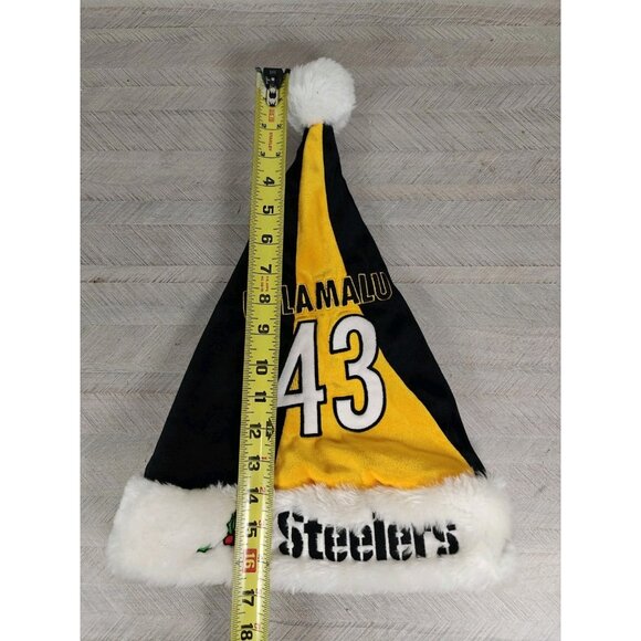 Troy Polamalu #43 Santa Hat Embroidered Black Christmas Pittsburgh Steelers NFL - Picture 8 of 10